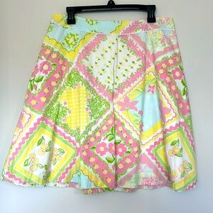 Lilly Pulitzer Floral Patch Hanky Pinky Flare Mini Skirt Size 8